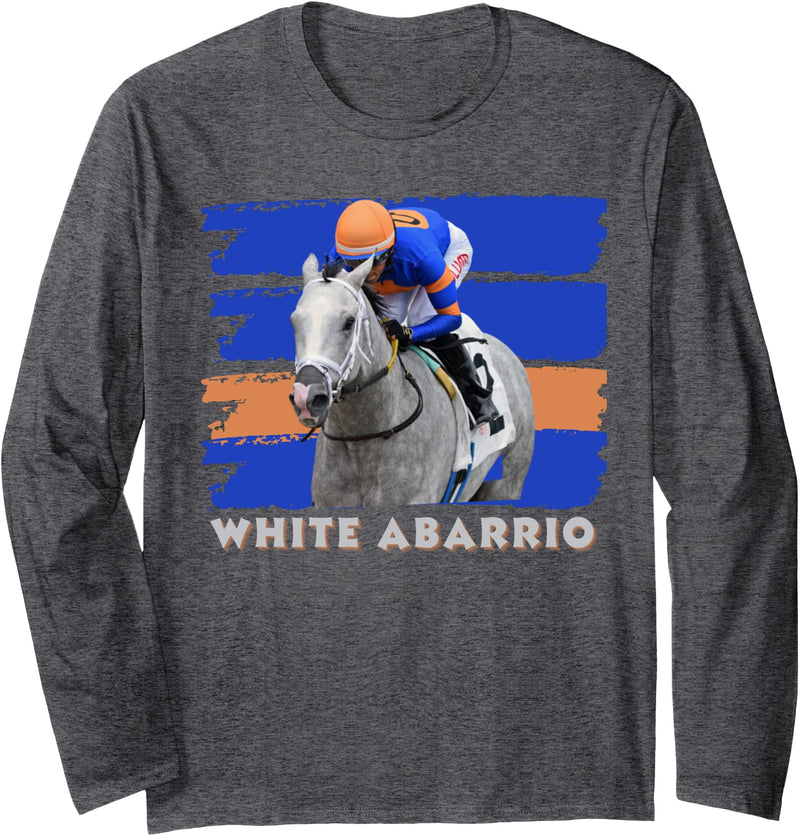 Handicapping Horse Gear White Abarrio Horse, Horse Racing, Del Mar, Santa Anita Long Sleeve T-Shirt - Dark Heather Grey
