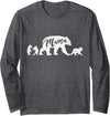 Papa & Mama Bear Shirts Mama Bear Long Sleeve T-Shirt with Three Cute Bear Cubs - Dark Heather Grey