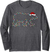 Xmas Lighting Polar Bear Christmas Gifts Polar Bear Xmas Lighting Santa Hat Polar Bear Christmas Long Sleeve T-Shirt - Dark Heather Grey