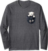 Polar Bear Lover Artwear Polar Bear in Pocket Baby Polar Bear Peeking Bears Lover Long Sleeve T-Shirt - Dark Heather Grey