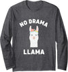 Llama Lovers No Drama Funny Llama Drama Long Sleeve T-Shirt - Dark Heather Grey