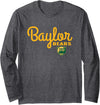 Elite Authentics Baylor Bears Iconic Script Logo Officially Licensed Long Sleeve T-Shirt - Dark Heather Grey