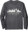 Outdoor Wild Retro Forest Gifts Trees Reflection Wildlife Nature Animal Bear Outdoor Forest Long Sleeve T-Shirt - Dark Heather Grey