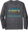 North Dakota Vintage Souvenirs & Gifts North Dakota Bison Vintage American Buffalo Souvenir Long Sleeve T-Shirt - Dark