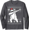 Funny Christmas Dabbing Shirts Santa Apparel Gift Dabbing Polar Bear T-Shirt Funny Christmas Dancing Gift Long Sleeve T-Shirt - Dark Heather Grey