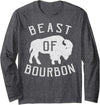 Drinking Fun designs - Big Ray Designs Beast of Bourbon Drinking Whiskey design Bison Buffalo Party Long Sleeve T-Shirt -
