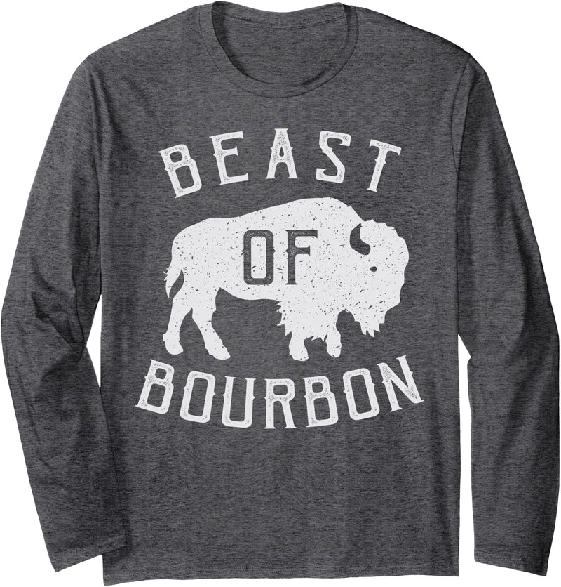 Drinking Fun designs - Big Ray Designs Beast of Bourbon Drinking Whiskey design Bison Buffalo Party Long Sleeve T-Shirt -