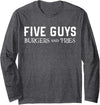 Awesomazing Designs Five Guys Burgers Fries Fast Food Worker Halloween Costume Long Sleeve T-Shirt - Dark Heather Grey