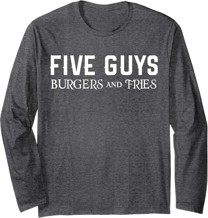 Awesomazing Designs Five Guys Burgers Fries Fast Food Worker Halloween Costume Long Sleeve T-Shirt - Dark Heather Grey