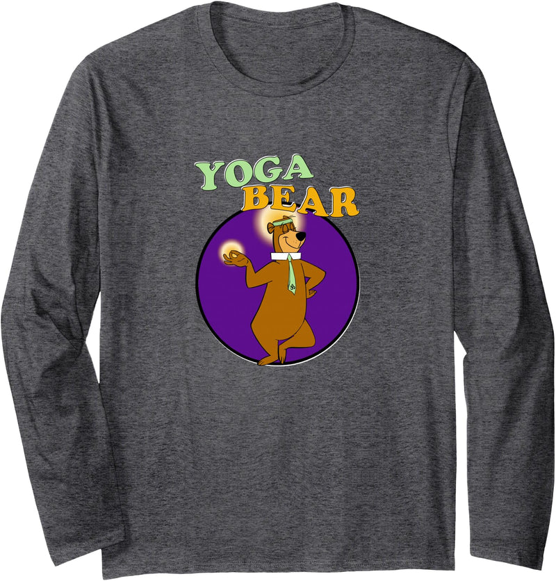 Fancy Getup Yoga Bear Funny Yogi Yoga Workout Long Sleeve T-Shirt - Dark Heather Grey
