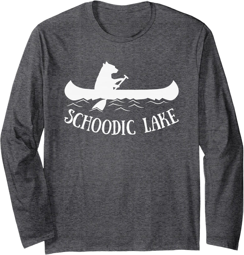 Maine Angler Fish Tees Schoodic Lake Maine Bear Canoe Gift Long Sleeve T-Shirt - Dark Heather Grey