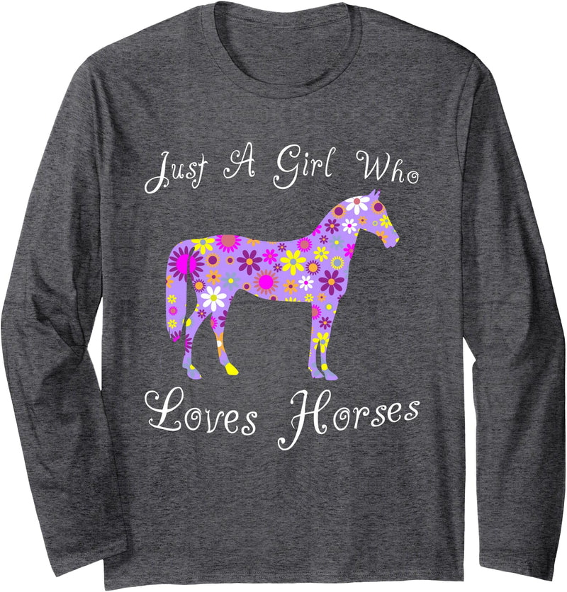 Cartba Horse Co. Fun Cute Just A Girl Who Loves Horses Long Sleeve T-Shirt - Dark Heather Grey
