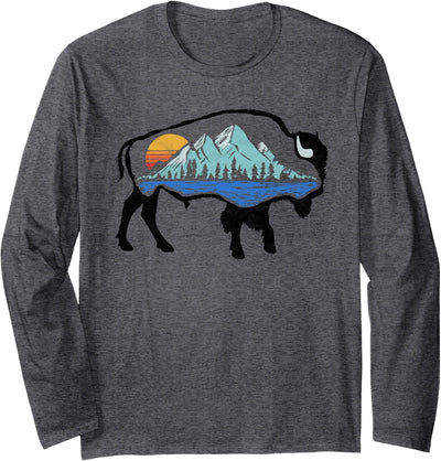 Cow Vintage National Park Bison Landscape Buffalo Art T-Shirt