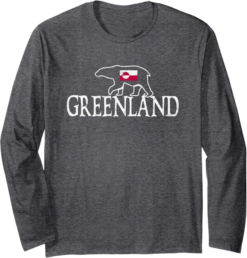 Souvenir Greenland Ice Bear Off-Roader Travel Greenland Flag Tour Travel Souvenir Ice Bear Greenland Long Sleeve T-Shirt - Dark Heather Grey