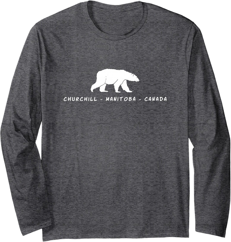 Churchill Polar Bear Shirts & Gifts Churchill Manitoba Canada Polar Bear Long Sleeve T-Shirt - Dark Heather Grey