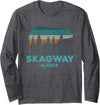 Skagway Alaska Vintage Souvenirs Skagway Alaska Grizzly Bear Souvenir Long Sleeve T-Shirt - Dark Heather Grey