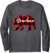 Best Nana Bear Grandma Christmas Plaid Shirts Women Grandma Bear Grandma Christmas Plaid Long-sleeve Shirt - Dark Heather Grey