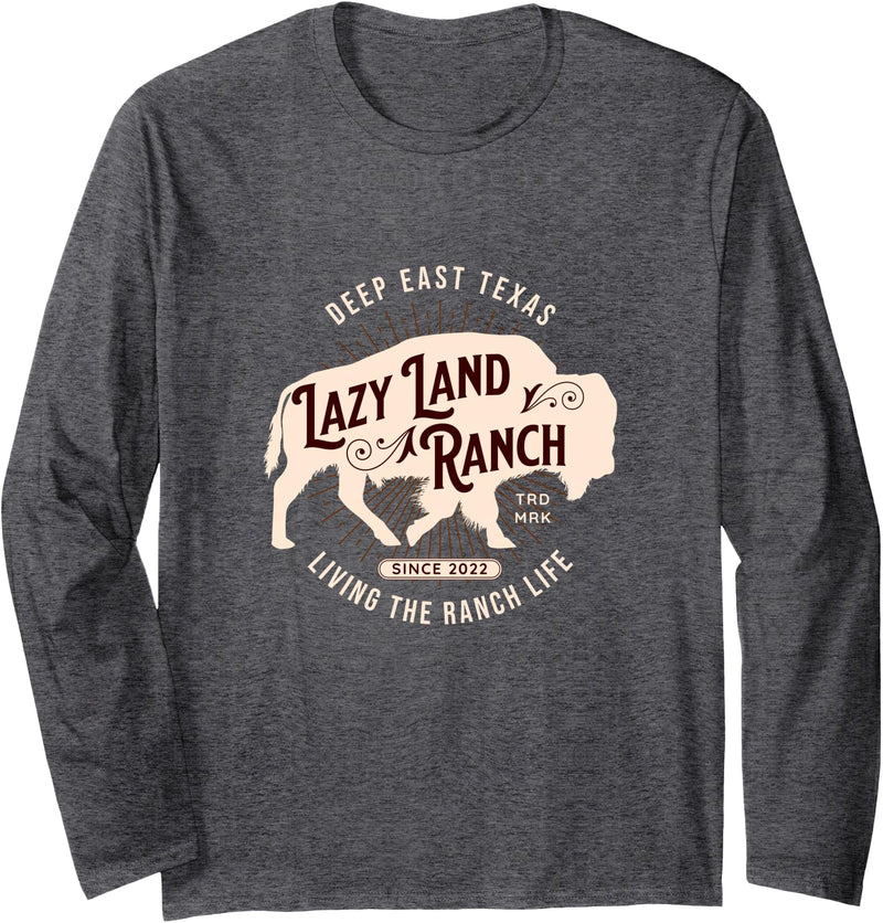The Jackalope Lazy Land Ranch Buffalo Long Sleeve T-Shirt - Dark Heather Grey