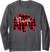 Red Plaid Matching Family Bear Buffalo Red Plaid Nana Bear Shirt Matching Pajama Family Buffalo Tee - Dark Heather Grey