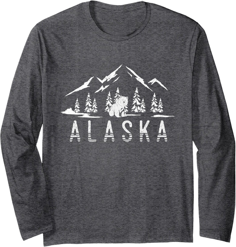 Alaska State Gift Alaskan Bear Alaska Long Sleeve T-Shirt - Dark Heather Grey