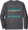 Wyoming Vintage Souvenirs Wyoming Grizzly Bear Souvenir Long Sleeve T-Shirt - Dark Heather Grey