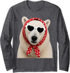 Funny Polar Bear with Sunglasses Cute Polar Bear Lover Heart Sunglasses Long Sleeve T-Shirt - Dark Heather Grey