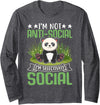 Cute Panda Lovers Kawaii Asian Bears Gifts DAIMMER I'm Not Antisocial I'm Selectively Social Long Sleeve T-Shirt - Dark Heather Grey