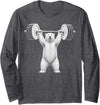 Funny Polar Bear Fitness Meme Polar Bear Gym Deadlift Workout Weightlifting Long Sleeve T-Shirt - Dark Heather Grey