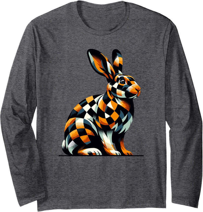 Rabbit Lovers Graphic Long Sleeve Shirt in Dark Heather Grey