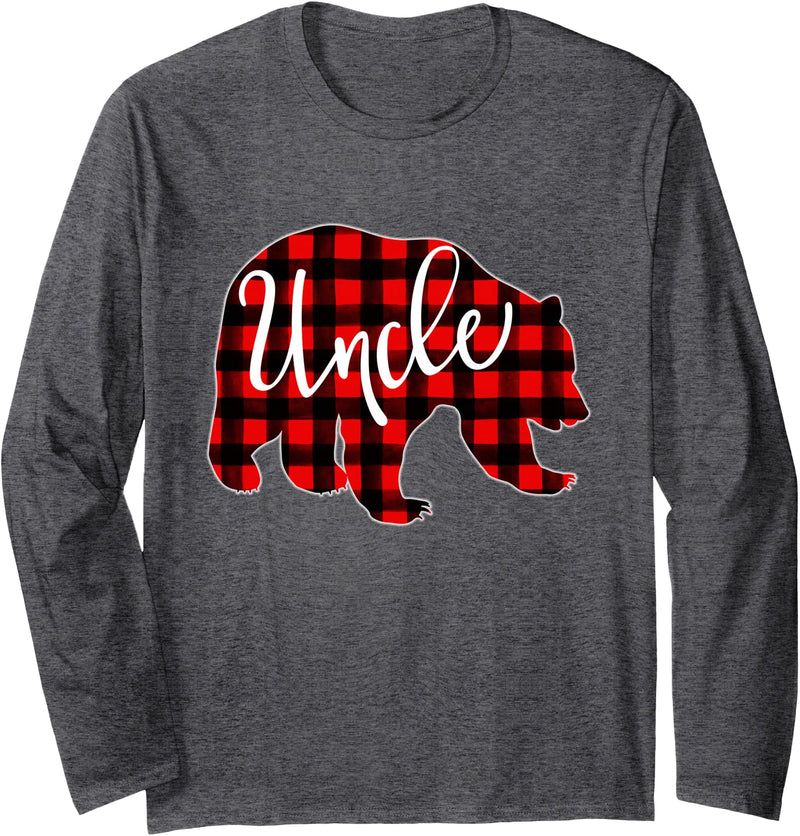 Red Plaid Matching Family Bear Buffalo Red Plaid Uncle Bear Shirt Matching Pajama Family Buffalo - Dark Heather Grey