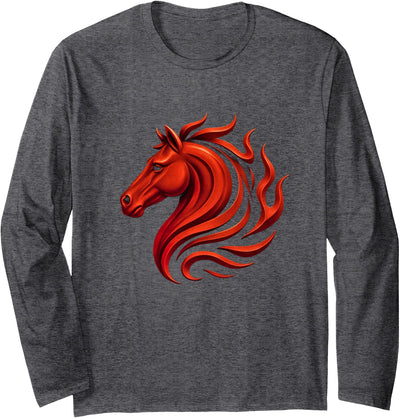 Fire Horse Zodiac Chinese New Year Party Supplies Fire Horse Chinese Zodiac Symbol 2026 Lunar New Year Long Sleeve T-Shirt