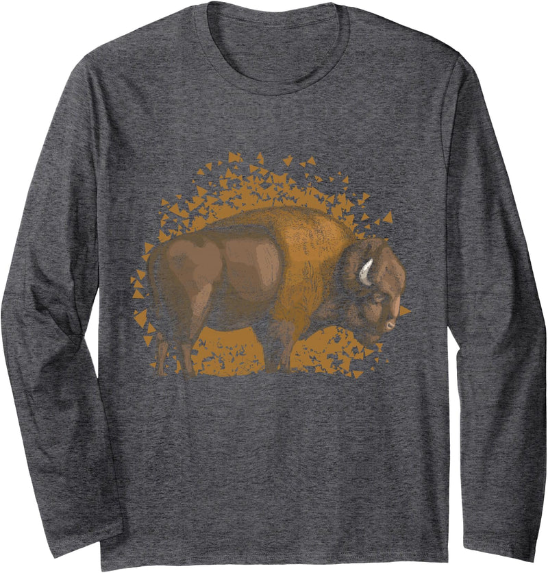 Buffalo Quotes Asian American Bison Ox Buffalo Long Sleeve T-Shirt - Dark Heather Grey