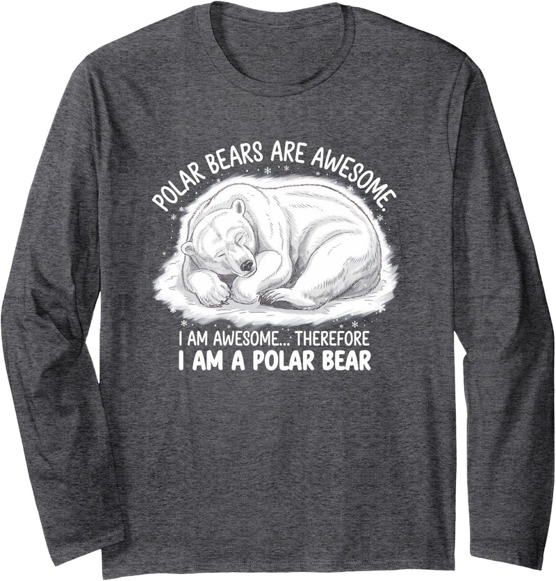 Polar Bear Wish Blue Polar Bear Gifts Polar Bear Men Light Up Polar Bear Wish Lover Funny Long Sleeve T-Shirt - Dark Heather Grey