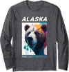 Cool Alaskan Wild Bear, Alaska State Pride Long Sleeve T-Shirt - Dark Heather Grey