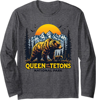 Bear Lovers National Park Queen Of The Tetons Grizzly Long Sleeve Shirt