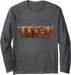Shirley MacArthur Scottish Highland Cows ' The Happy Bunch of Coos ' Long Sleeve T-Shirt - Dark Heather Grey