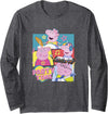 Peppa Pig Party Time Peppa & Family Musical Group Shot Long Sleeve T-Shirt - Dark Heather Grey