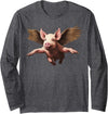 When Pigs Can Fly Funny Barnyard Piglet Wings Cute When Pigs Can Fly Funny Sarcastic Tee Piggie Farm Animal Wit Long Sleeve T-Shirt - Dark Heather Grey