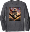 MericaLife Polar Bear Polar Bear on Bald Eagle American Flag Glasses USA Long Sleeve T-Shirt - Dark Heather Grey