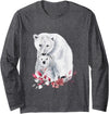 Mama Polar Bear and Baby Cub for Girls and Women Long Sleeve T-Shirt - Dark Heather Grey