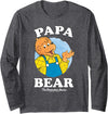 The Berenstain Bears Papa Bear Long Sleeve T-Shirt - Black, XXL, Adult, Unisex, Long Sleeve, Classic Fit, Cotton 100% - Dark Heather Grey