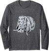Cute English Lop Eared Bunny Rabbit Long Sleeve Shirt in Dark Heather Grey