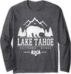 Lake Tahoe Vintage Apparel & Souvenirs Lake Tahoe California - Bear Mountains Nature Camping Gift Long Sleeve T-Shirt - Dark Heather Grey