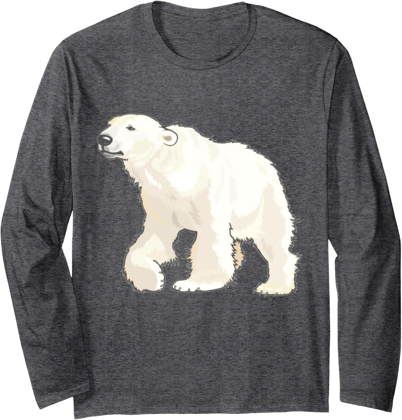 Animal and Pet Lovers Polar Bear Arctic Animal Realistic Retro Long Sleeve T-Shirt - Dark Heather Grey