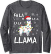 Funny Christmas Llama Shirts Fa La La Llama Shirt Women Men Kids Funny Llama Christmas Long Sleeve T-Shirt - Dark Heather Grey