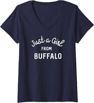 Cow All Womens Just a Girl From Buffalo Ny V-Neck T-Shirt