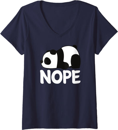 Womens Funny Nope Not Today Lazy Cute Giant Panda Bear Animal Gift V-Neck T-Shirt