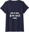 Cute Little Bear Panda This Is How I Roll Design Cute Little Bear Panda This Is How I Roll V-Neck T-Shirt - Navy Blue