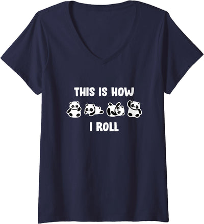 Cute Little Bear Panda This Is How I Roll V-Neck T-Shirt