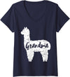 VepaDesigns Funny Llama Shirts Womens Grandma Llama Cute Alpaca Animal Lover Llama-Lover V-Neck T-Shirt - Navy Blue